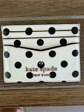 kate spade White and Black Polka Dot Card Holder